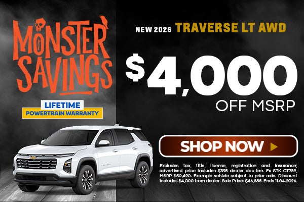 New 2026 Traverse LT AWD offers in Marietta, OH