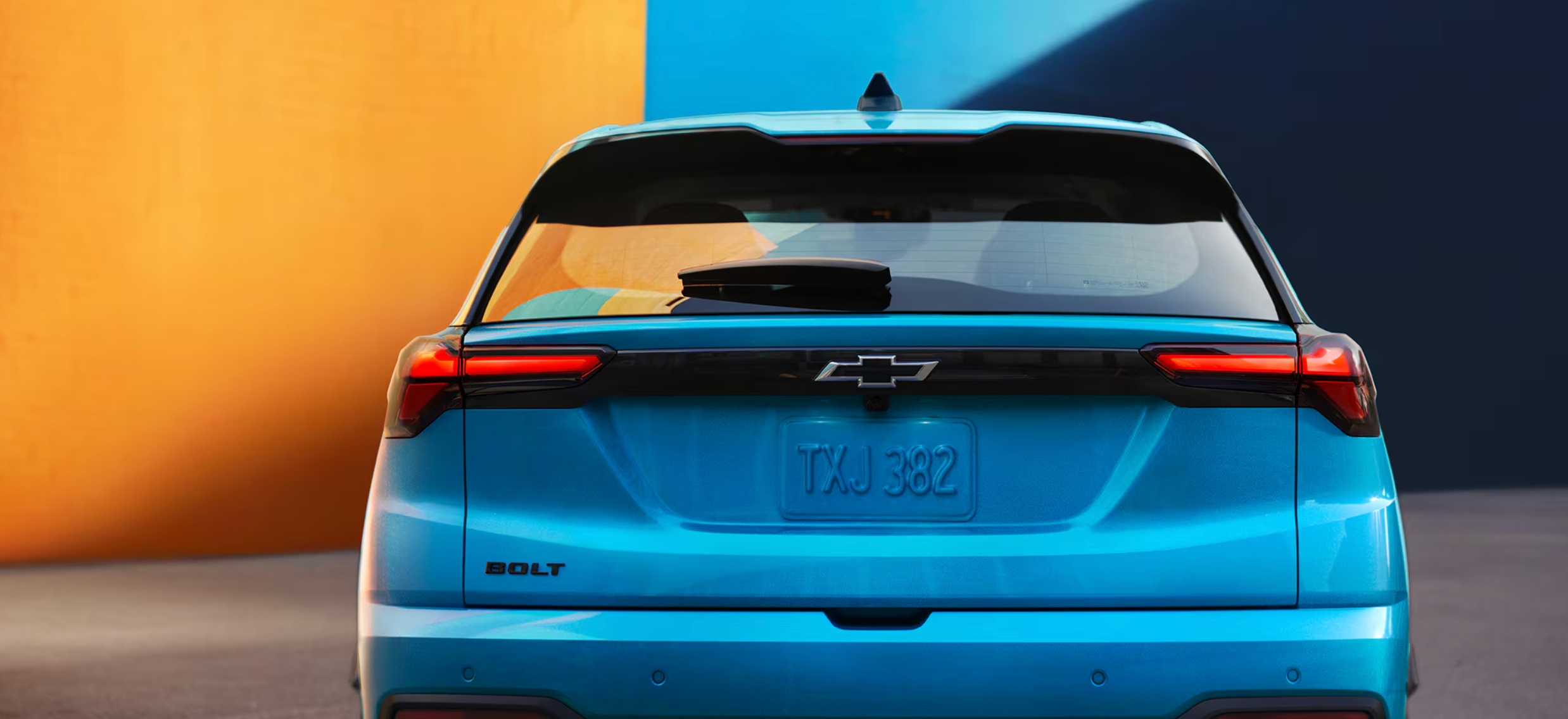 Rear end of blue 2027 Chevrolet Bolt near Williamstown